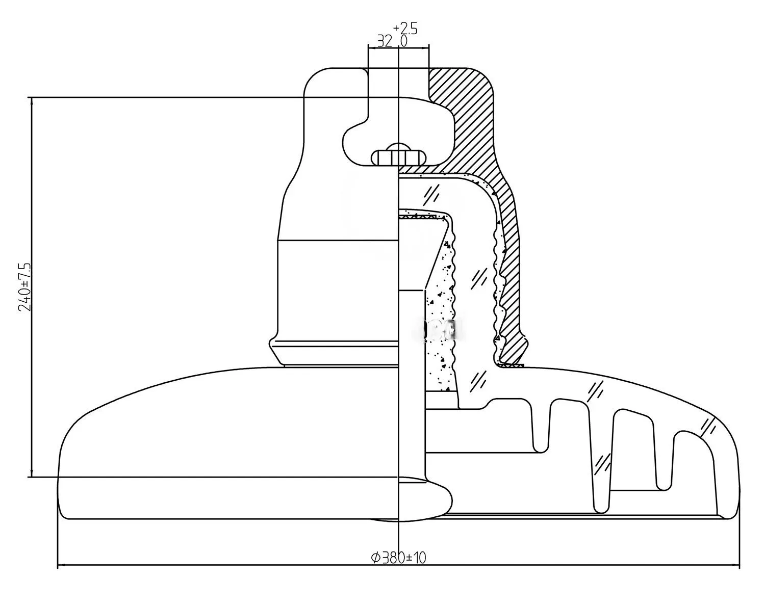 U160BLP Toughed Glass Insulator for High Voltage Transmission and DistributionFigure 2